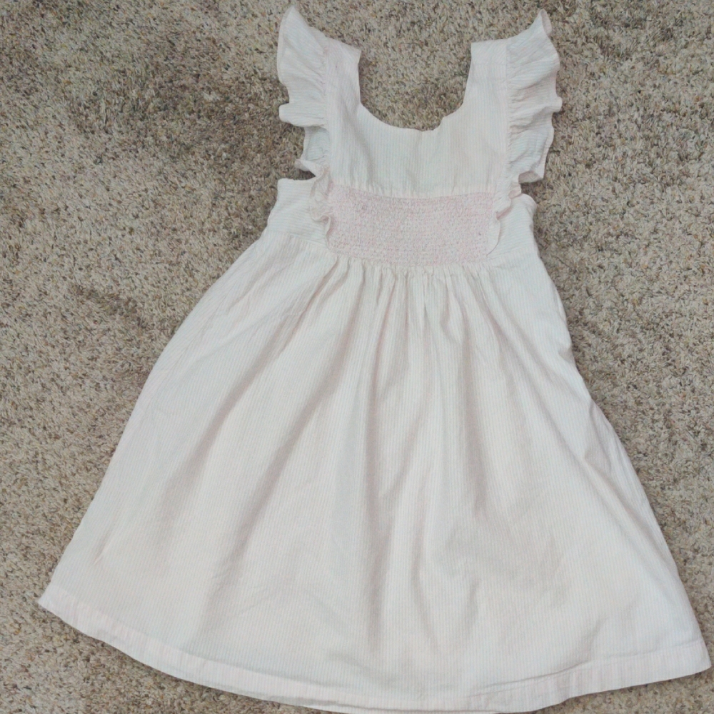 Cream Smocked Ruffled Sundress